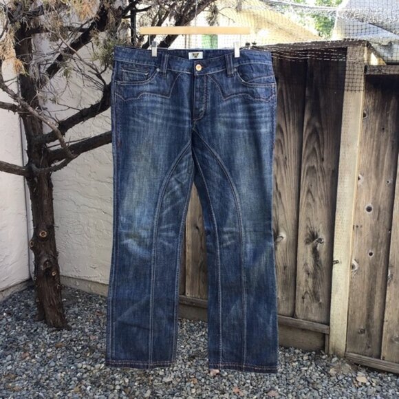 Vintage y2k Antik denim jeans men’s 38 western boot cut embroidered blue baggy - Picture 6 of 10